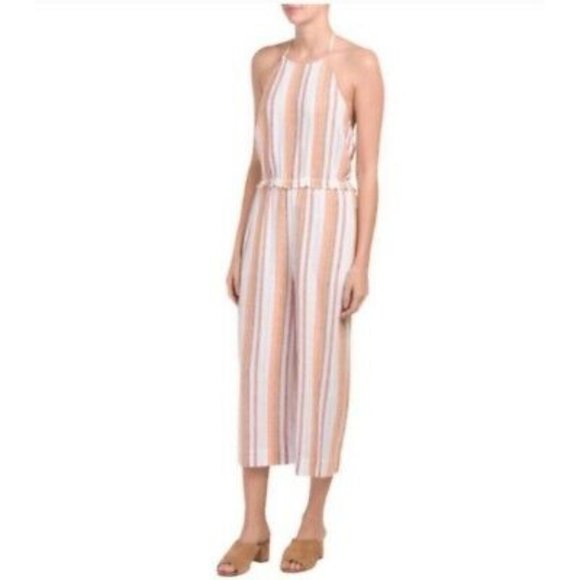 cloth & stone Pants - NEW Cloth & Stone Striped Halter Cropped Jumpsuit